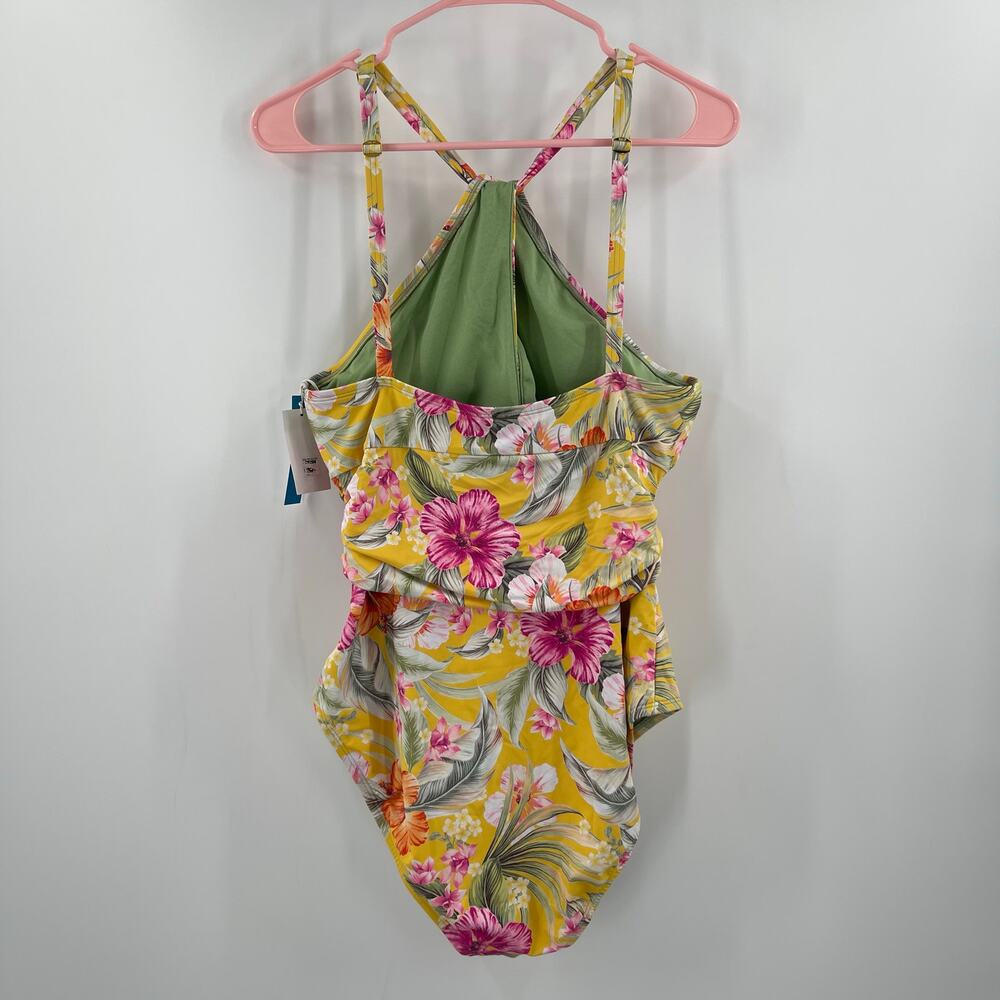 BLEU BY ROD BEATTIE Swimsuit Size 14 Paradiso High Neck Keyhole One-Piece NWT - Picture 4 of 16